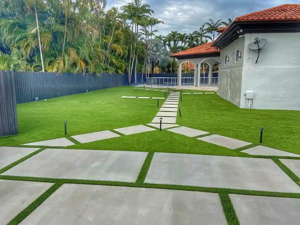 back yard made out of top turf artificial grass products