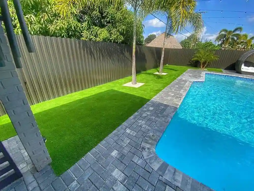 artificial grass around pool portfolio image