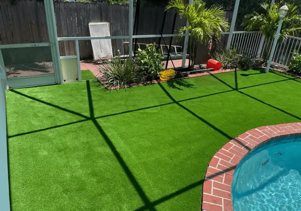 backyard with artificial grass by top turf gallery image